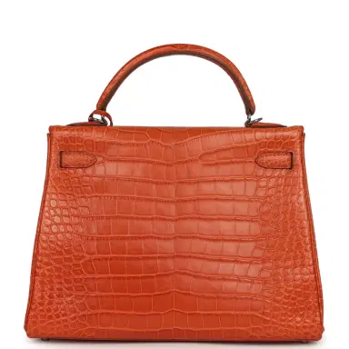 HERMÈS Pre-owned Hermes Kelly Retourne 32 Sanguine Matte Alligator Palladium Hardware | Thumbnail 4 HERMÈS Pre-owned Hermes Kelly Retourne 32 Sanguine Matte Alligator Palladium Hardware | Thumbnail 4