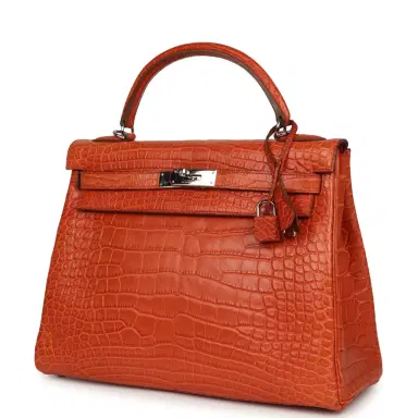 HERMÈS Pre-owned Hermes Kelly Retourne 32 Sanguine Matte Alligator Palladium Hardware | Thumbnail 5 HERMÈS Pre-owned Hermes Kelly Retourne 32 Sanguine Matte Alligator Palladium Hardware | Thumbnail 5