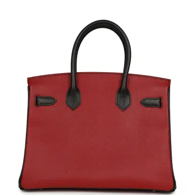 HERMÈS Pre-owned Hermes Special Order (HSS) Birkin 30 Rouge Vif, Black Epsom Brushed Gold Hardware | Thumbnail 5 HERMÈS Pre-owned Hermes Special Order (HSS) Birkin 30 Rouge Vif, Black Epsom Brushed Gold Hardware | Thumbnail 5
