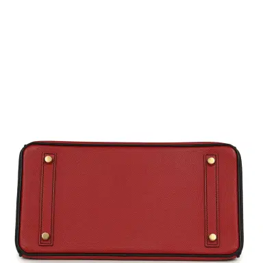 HERMÈS Pre-owned Hermes Special Order (HSS) Birkin 30 Rouge Vif, Black Epsom Brushed Gold Hardware | Thumbnail 6 HERMÈS Pre-owned Hermes Special Order (HSS) Birkin 30 Rouge Vif, Black Epsom Brushed Gold Hardware | Thumbnail 6