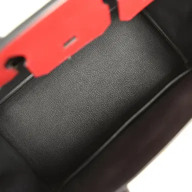 HERMÈS Pre-owned Hermes Special Order (HSS) Birkin 30 Rouge Vif, Black Epsom Brushed Gold Hardware | Thumbnail 8 HERMÈS Pre-owned Hermes Special Order (HSS) Birkin 30 Rouge Vif, Black Epsom Brushed Gold Hardware | Thumbnail 8