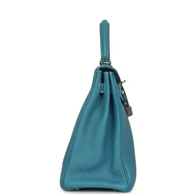 HERMÈS Vintage Hermes Kelly Retourne 32 Blue Jean Togo Palladium Hardware | Thumbnail 3 HERMÈS Vintage Hermes Kelly Retourne 32 Blue Jean Togo Palladium Hardware | Thumbnail 3