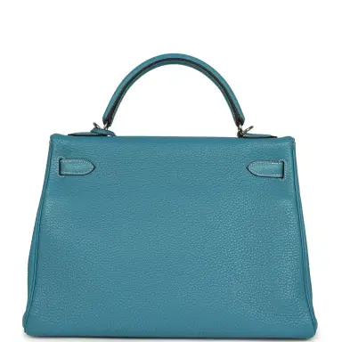 HERMÈS Vintage Hermes Kelly Retourne 32 Blue Jean Togo Palladium Hardware | Thumbnail 4 HERMÈS Vintage Hermes Kelly Retourne 32 Blue Jean Togo Palladium Hardware | Thumbnail 4