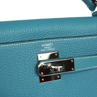 HERMÈS Vintage Hermes Kelly Retourne 32 Blue Jean Togo Palladium Hardware | Thumbnail 7 HERMÈS Vintage Hermes Kelly Retourne 32 Blue Jean Togo Palladium Hardware | Thumbnail 7