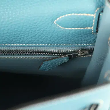 HERMÈS Vintage Hermes Kelly Retourne 32 Blue Jean Togo Palladium Hardware | Thumbnail 9 HERMÈS Vintage Hermes Kelly Retourne 32 Blue Jean Togo Palladium Hardware | Thumbnail 9