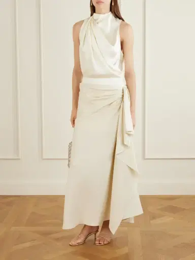 Heirlome Liliana Gathered Silk-twill Midi Skirt | Thumbnail 2 Heirlome Liliana Gathered Silk-twill Midi Skirt | Thumbnail 2
