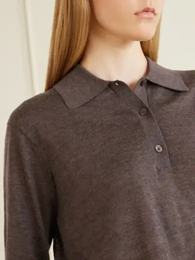 Loulou de Saison Miles Cashmere Polo Sweater | Thumbnail 4 Loulou de Saison Miles Cashmere Polo Sweater | Thumbnail 4