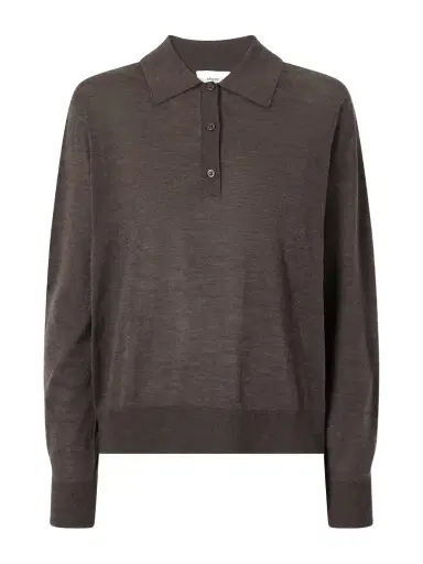 Loulou de Saison Miles Cashmere Polo Sweater | Thumbnail 1 Loulou de Saison Miles Cashmere Polo Sweater | Thumbnail 1