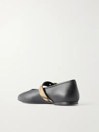 Burberry Check-trimmed Leather Mary Jane Ballet Flats | Thumbnail 3 Burberry Check-trimmed Leather Mary Jane Ballet Flats | Thumbnail 3