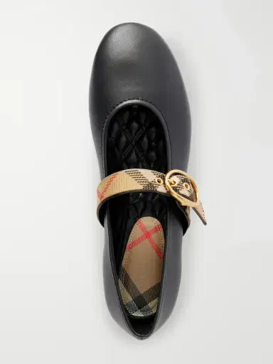 Burberry Check-trimmed Leather Mary Jane Ballet Flats | Thumbnail 6 Burberry Check-trimmed Leather Mary Jane Ballet Flats | Thumbnail 6