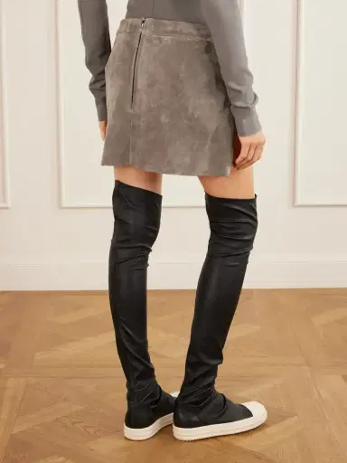 Rick Owens Fog Suede Mini Skirt | Thumbnail 4 Rick Owens Fog Suede Mini Skirt | Thumbnail 4