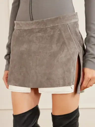 Rick Owens Fog Suede Mini Skirt | Thumbnail 5 Rick Owens Fog Suede Mini Skirt | Thumbnail 5