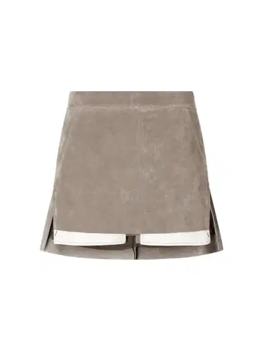Rick Owens Fog Suede Mini Skirt | Thumbnail 1 Rick Owens Fog Suede Mini Skirt | Thumbnail 1