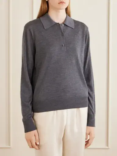 Loulou de Saison Miles Cashmere Polo Sweater | Thumbnail 3 Loulou de Saison Miles Cashmere Polo Sweater | Thumbnail 3