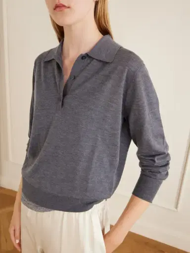 Loulou de Saison Miles Cashmere Polo Sweater | Thumbnail 5 Loulou de Saison Miles Cashmere Polo Sweater | Thumbnail 5