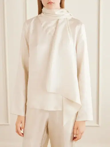 Loulou de Saison Gala Scarf-detail Silk-twill Blouse | Thumbnail 3 Loulou de Saison Gala Scarf-detail Silk-twill Blouse | Thumbnail 3
