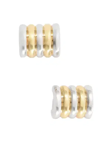 Déhanche Hollyhock Silver And Gold-tone Earrings | Thumbnail 1 Déhanche Hollyhock Silver And Gold-tone Earrings | Thumbnail 1