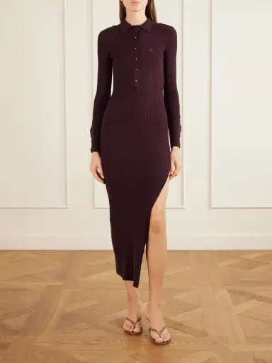 Courrèges Logo-embroidered Ribbed Polo Midi Dress | Thumbnail 3 Courrèges Logo-embroidered Ribbed Polo Midi Dress | Thumbnail 3