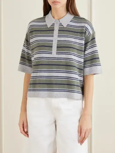 TWP Striped Cashmere Polo Sweater | Thumbnail 3 TWP Striped Cashmere Polo Sweater | Thumbnail 3