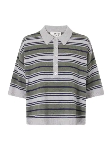 TWP Striped Cashmere Polo Sweater | Thumbnail 1 TWP Striped Cashmere Polo Sweater | Thumbnail 1
