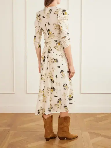 Isabel Marant Albini Gathered Floral-print Stretch-silk Midi Dress | Thumbnail 3 Isabel Marant Albini Gathered Floral-print Stretch-silk Midi Dress | Thumbnail 3