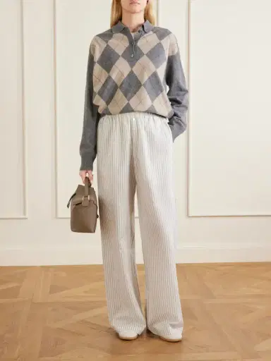 RÓHE Argyle Cashmere, Wool And Silk-blend Polo Sweater | Thumbnail 2 RÓHE Argyle Cashmere, Wool And Silk-blend Polo Sweater | Thumbnail 2
