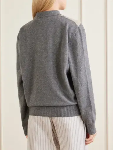 RÓHE Argyle Cashmere, Wool And Silk-blend Polo Sweater | Thumbnail 4 RÓHE Argyle Cashmere, Wool And Silk-blend Polo Sweater | Thumbnail 4