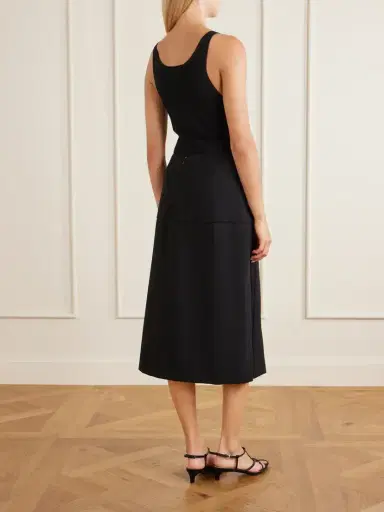Jil Sander Satin-trimmed Wool Midi Skirt | Thumbnail 4 Jil Sander Satin-trimmed Wool Midi Skirt | Thumbnail 4