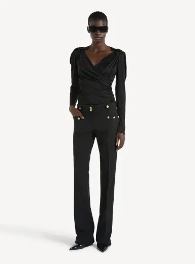 Balmain Draped flowing jersey top | Thumbnail 2 Balmain Draped flowing jersey top | Thumbnail 2