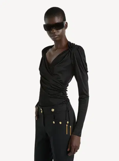 Balmain Draped flowing jersey top | Thumbnail 5 Balmain Draped flowing jersey top | Thumbnail 5