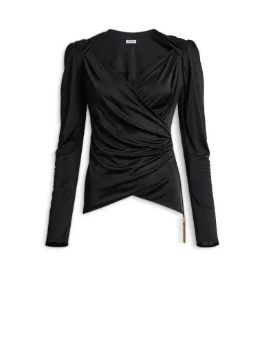 Balmain Draped flowing jersey top | Thumbnail 1 Balmain Draped flowing jersey top | Thumbnail 1