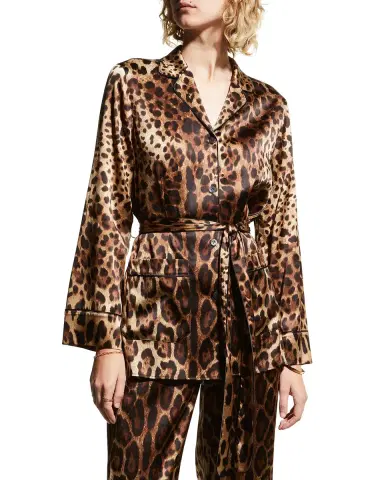 Dolce & Gabbana Belted Leopard-Print Pajama Shirt | Thumbnail 1 Dolce & Gabbana Belted Leopard-Print Pajama Shirt | Thumbnail 1