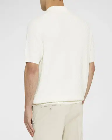 Brioni Men's Basketweave Stitch Polo Sweater | Thumbnail 4 Brioni Men's Basketweave Stitch Polo Sweater | Thumbnail 4