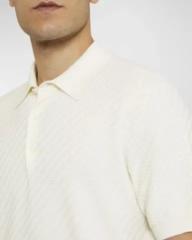 Brioni Men's Basketweave Stitch Polo Sweater | Thumbnail 6 Brioni Men's Basketweave Stitch Polo Sweater | Thumbnail 6