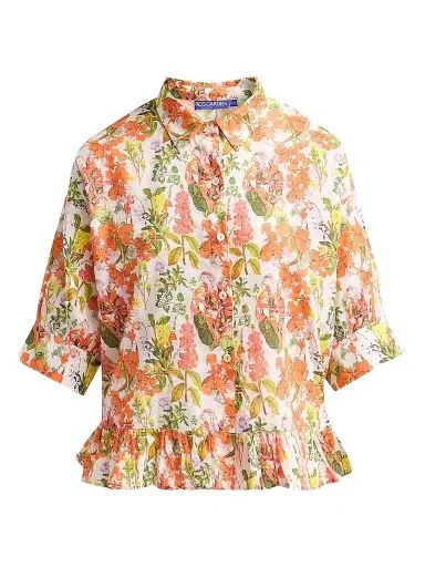 Ro's Garden Women's Ruby Floral Cotton Shirt - Multi Palm Haze | Thumbnail 1 Ro's Garden Women's Ruby Floral Cotton Shirt - Multi Palm Haze | Thumbnail 1