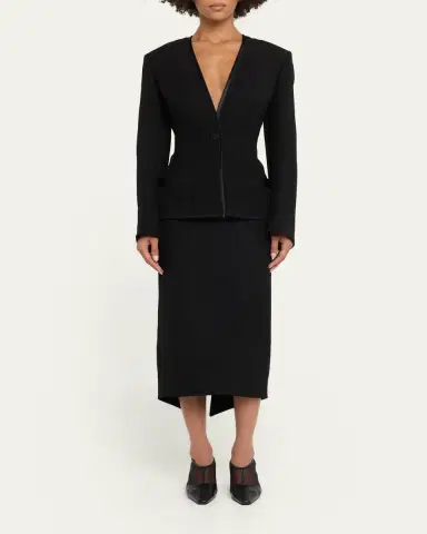 Lanvin Single-Breasted Silk-Blend Backless Jacket | Thumbnail 2 Lanvin Single-Breasted Silk-Blend Backless Jacket | Thumbnail 2