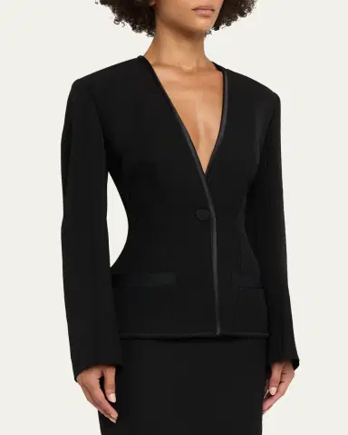 Lanvin Single-Breasted Silk-Blend Backless Jacket | Thumbnail 4 Lanvin Single-Breasted Silk-Blend Backless Jacket | Thumbnail 4