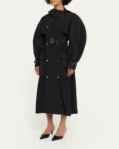 Lanvin Mixed-Media Belted Long Trench Coat | Thumbnail 4 Lanvin Mixed-Media Belted Long Trench Coat | Thumbnail 4
