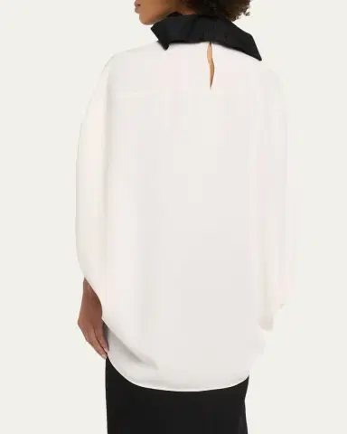 Lanvin Contrast Neck-Scarf Pleated Cape Top | Thumbnail 3 Lanvin Contrast Neck-Scarf Pleated Cape Top | Thumbnail 3