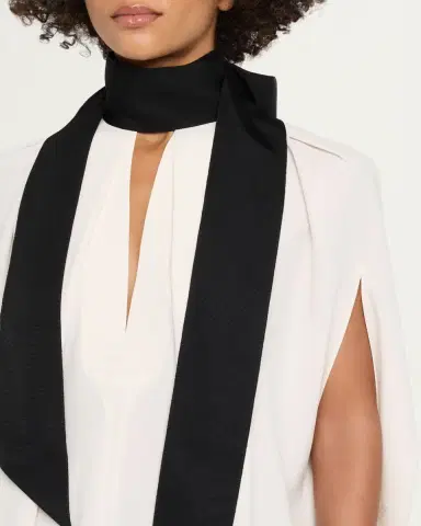 Lanvin Contrast Neck-Scarf Pleated Cape Top | Thumbnail 5 Lanvin Contrast Neck-Scarf Pleated Cape Top | Thumbnail 5