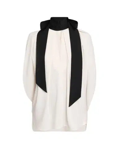 Lanvin Contrast Neck-Scarf Pleated Cape Top | Thumbnail 1 Lanvin Contrast Neck-Scarf Pleated Cape Top | Thumbnail 1