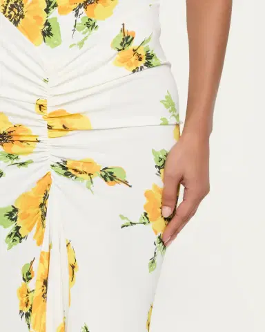 Alaïa Mock-Neck Draped Floral Jersey Cap-Sleeve Maxi Dress | Thumbnail 5 Alaïa Mock-Neck Draped Floral Jersey Cap-Sleeve Maxi Dress | Thumbnail 5