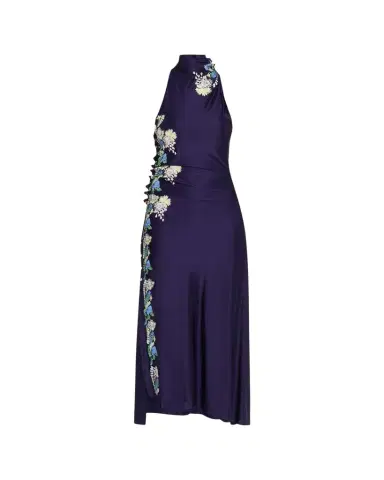 Rabanne Floral Embroidered Snap Draped Jersey Midi Dress | Thumbnail 1 Rabanne Floral Embroidered Snap Draped Jersey Midi Dress | Thumbnail 1