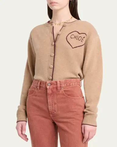 Chloé Wool-Cashmere Logo Heart Cardigan | Thumbnail 4 Chloé Wool-Cashmere Logo Heart Cardigan | Thumbnail 4