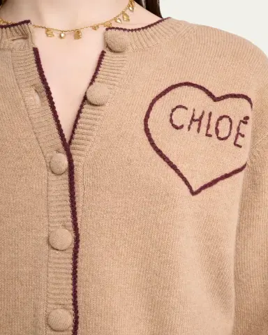 Chloé Wool-Cashmere Logo Heart Cardigan | Thumbnail 5 Chloé Wool-Cashmere Logo Heart Cardigan | Thumbnail 5