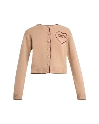 Chloé Wool-Cashmere Logo Heart Cardigan | Thumbnail 1 Chloé Wool-Cashmere Logo Heart Cardigan | Thumbnail 1