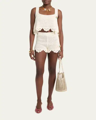 Chloé Organic Cotton Crochet Knit Shorts | Thumbnail 2 Chloé Organic Cotton Crochet Knit Shorts | Thumbnail 2