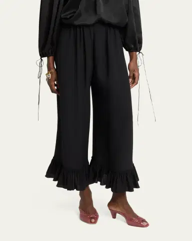Chloé Flared Hem Silk Trousers | Thumbnail 4 Chloé Flared Hem Silk Trousers | Thumbnail 4