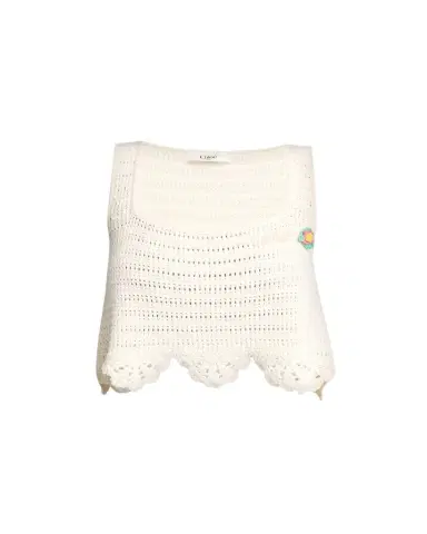 Chloé Organic Cotton Crochet Knit Top | Thumbnail 1 Chloé Organic Cotton Crochet Knit Top | Thumbnail 1