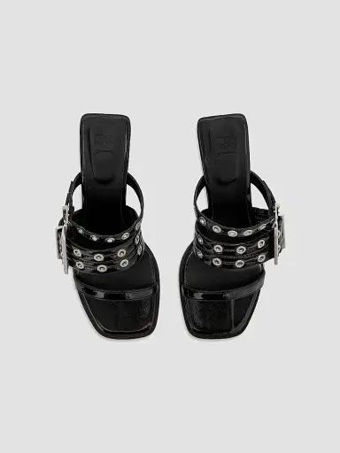 Ganni Women's 50MM Buckle-Strap Faux-Leather Mules - Black - Size 12 | Thumbnail 3 Ganni Women's 50MM Buckle-Strap Faux-Leather Mules - Black - Size 12 | Thumbnail 3